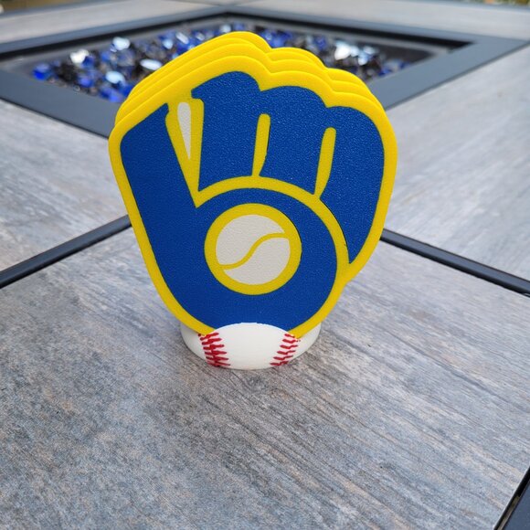 Milwaukee Brewers Coaster Set - 3D Printed - (Set of 4) - Brewers Glove 78-93 - Picture 1 of 4